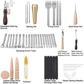 img 3 attached to 🧵 67 Piece Premium Leather Craft Kit: Stitching Groover, Stamping Tools, Cutting Prong Punch, Hand Sewing Set for Leather Working