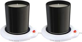 img 4 attached to Eutuxia Candle Warmer for Home & Office, Set of 2, Ideal for Heating Cups, Coffee Mugs & Beverages on Desks, Tables & Countertops. Rapid-Heating Electric Plate for Enjoying Hot Drinks in Chilly Weather