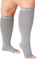 🧦 zeta open toe xxl compression socks for wide calf - 24 inch - 20-30 mmhg - gray логотип