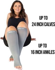 img 1 attached to 🧦 Zeta Open Toe XXL Compression Socks for Wide Calf - 24 Inch - 20-30 mmHg - Gray