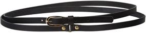 img 1 attached to Chic and Sleek: Double Black Skinny Solid Leather Women's Belt Accessories