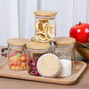 img 2 attached to 🏺 12-Piece Glass Jars Set with Bamboo Airtight Lids - Ideal for Canning, Spices, Coffee, Flour, Sugar, Cookies, Candies & Grains