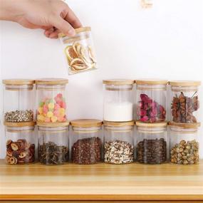 img 1 attached to 🏺 12-Piece Glass Jars Set with Bamboo Airtight Lids - Ideal for Canning, Spices, Coffee, Flour, Sugar, Cookies, Candies & Grains