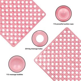 img 1 attached to 🛀 Kids' Massaging Bubble Shower Mat: Coolole Big Hole Anti-Slip Bath Mat, Machine Washable - 18"x 31" Pink