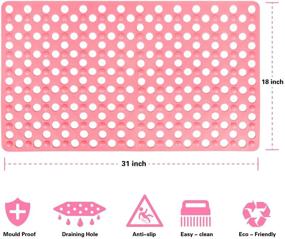 img 2 attached to 🛀 Kids' Massaging Bubble Shower Mat: Coolole Big Hole Anti-Slip Bath Mat, Machine Washable - 18"x 31" Pink