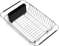 🧽 sanno expandable sink dish drying rack with utensil silverware storage - rustproof stainless steel drainer for countertop or over the sink логотип