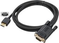 🔌 femoro hdmi к vga кабель - 1,8 м, мужской к мужскому, оплетенный кабель для монитора 1080p@60hz, компьютера, настольного компьютера, ноутбука, пк, проектора, телевизора hdtv, игровых приставок и других устройств. логотип