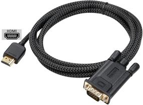 img 4 attached to 🔌 FEMORO HDMI к VGA кабель - 1,8 м, мужской к мужскому, оплетенный кабель для монитора 1080P@60Hz, компьютера, настольного компьютера, ноутбука, ПК, проектора, телевизора HDTV, игровых приставок и других устройств.