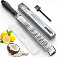 2021 updated lemon zester & citrus zester - premium stainless steel - sharp 🍋 kitchen tool for parmesan cheese, ginger, garlic, nutmeg, chocolate, vegetables - dishwasher safe - black logo