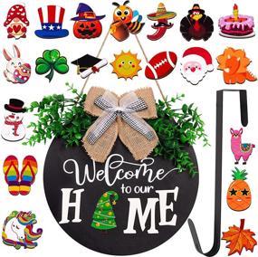 img 4 attached to JollyLife Welcome Sign Decorations | Front Door + Wreath Hanger | 21 Interchangeable Seasonal Plaques | Christmas Home Porch Decor | Indoor Outdoor Hanging Ornaments Gifts