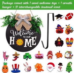 img 3 attached to JollyLife Welcome Sign Decorations | Front Door + Wreath Hanger | 21 Interchangeable Seasonal Plaques | Christmas Home Porch Decor | Indoor Outdoor Hanging Ornaments Gifts