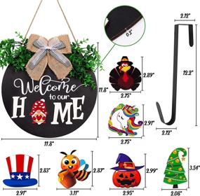 img 1 attached to JollyLife Welcome Sign Decorations | Front Door + Wreath Hanger | 21 Interchangeable Seasonal Plaques | Christmas Home Porch Decor | Indoor Outdoor Hanging Ornaments Gifts