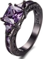 💍 princess cut purple amethyst engagement ring - lalisa, 10kt black gold filled, size 5-11 (8) logo