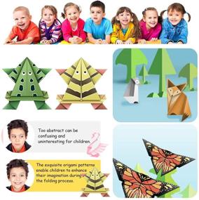 img 1 attached to PAPERKIDDO Origami Kit: 96 Sheets of 6 Inch Double Sided Origami Paper for Kids, with 12 Projects Instruction Book - Perfect for Craft Lessons, Beginners, and Children's Gifts