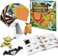 paperkiddo origami kit: 96 sheets of 6 inch double sided origami paper for kids, with 12 projects instruction book - perfect for craft lessons, beginners, and children's gifts logo