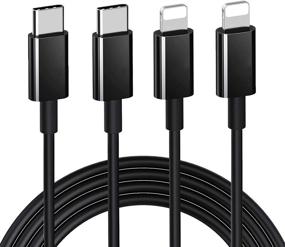 img 4 attached to 🔌 Высококачественный набор из 2 кабелей MFi Certified USB C to Lightning - быстрая зарядка и синхронизация для iPhone 11/11PRO/XS/Max/XR/X/8/8Plus/7/7Plus/6S/Plus/SE/Ipad - кабель Type C to Lightning длиной 3 фута