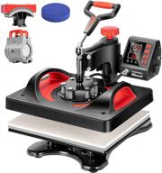 🔥 vivohome 5 in 1 combo heat press machine for t-shirt hat cap mug plate - 15x12 inch, red & black logo