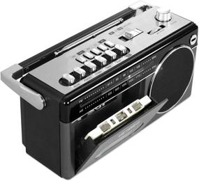 img 2 attached to Grey Victrola Mini Bluetooth Boombox: Cassette Player, Recorder, Am/FM Radio