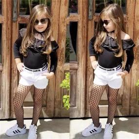 img 3 attached to 🎀 Stylish Fishnet Leggings for Little Girls - Trendy Hollow Out Pantyhose