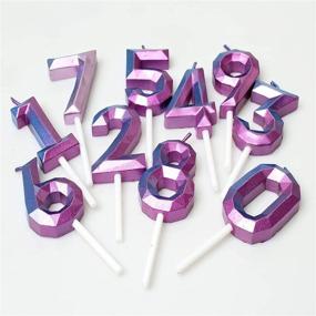 img 1 attached to 🎂 Purple Glitter Happy Birthday Number Candles Cake Topper Decoration for Kids and Adults Party Supplies (Pack of 4)