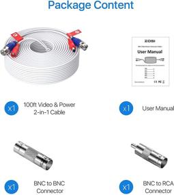 img 3 attached to 🔌 ZOSI 1 Pack 100ft 2-in-1 Video Power Cable: BNC Extension for Security Cameras (Included BNC Connectors and RCA Adapters)