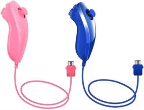 img 4 attached to Poulep 2 Packs Nunchuk Nunchuck Controllers Joystick Gamepad Compatible for Wii Wii U Console (Pink & Deep Blue)