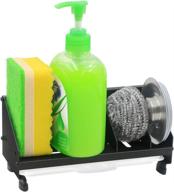 🧽 black kitchen sink organizer tray for sponge, soap scrubber, and dishwashing accessories - sponge and soap dispenser holder логотип