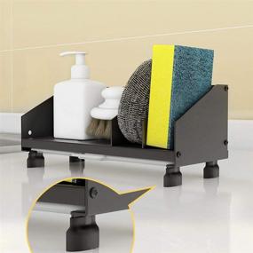 img 2 attached to 🧽 Black Kitchen Sink Organizer Tray for Sponge, Soap Scrubber, and Dishwashing Accessories - Sponge and Soap Dispenser Holder