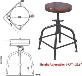 img 3 attached to Topower Farmhouse Industrial Counter Stool Set of 2 - Standard Height Adjustable Bar Stools 🪑 with Round Seat - Kitchen Décor - Indoor House Design - Black (2pcs) - Wooden Top