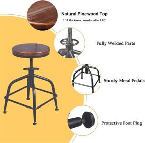 img 2 attached to Topower Farmhouse Industrial Counter Stool Set of 2 - Standard Height Adjustable Bar Stools 🪑 with Round Seat - Kitchen Décor - Indoor House Design - Black (2pcs) - Wooden Top