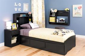 img 1 attached to 🌃 Prepac Astrid Tall Black Nightstand with 1 Drawer