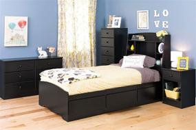 img 2 attached to 🌃 Prepac Astrid Tall Black Nightstand with 1 Drawer