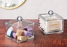 img 1 attached to 🛁 Clear Acrylic Qtip Holder Set - Stylish Bathroom Vanity Storage Organizers for Cotton Swabs, Rounds, Makeup Sponges & More - 2 Pack