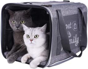 img 4 attached to 🐱 Premium Top Load Cat Carrier with Privacy Zippered Flaps - Ideal for Large, Medium Cats and 2 Kitties. Especially Designed to Comfort Sensitive and Nervous Felines