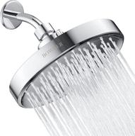 bowger 6-inch high pressure waterfall rain shower head - adjustable angles, anti-clog silicone nozzles, tool-free install - enhance shower experience with luxury and efficiency (chrome) logo