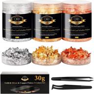 chmi gold foil flakes: versatile metallic leaf for resin, jewelry, crafts, slime & nails - gold, silver, copper colors included logo