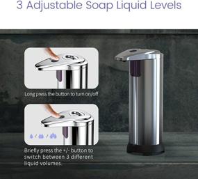 img 2 attached to 2021 New Automatic Soap Dispenser - Touchless Hand Sanitizer Dispenser with 3 Adjustable Levels, Waterproof Base, 2 Smart Sensors - Stainless Steel for Bathroom & Kitchen (Silver)