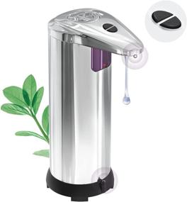 img 4 attached to 2021 New Automatic Soap Dispenser - Touchless Hand Sanitizer Dispenser with 3 Adjustable Levels, Waterproof Base, 2 Smart Sensors - Stainless Steel for Bathroom & Kitchen (Silver)