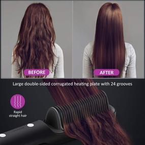 img 3 attached to 🔥 PADCIST Hair Straightening Brush - Heat Brush, Hair Straightener, Hot Brush, Portable Straightening Comb for Natural and Color-treated Hair, 5 Temperature Settings with Burn-proof Technology