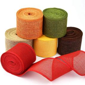 img 4 attached to 🎀 Burlap Ribbon Roll, Miayon 6PCS Natural Craft Ribbon for Gift Wrapping, Thanksgiving, Christmas, Wedding, Autumn Harvest, Fall Wreath Decoration