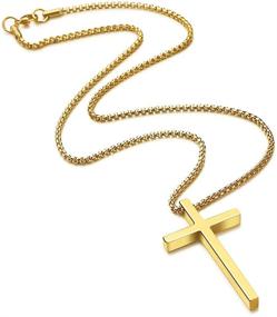 img 1 attached to 🔗 Men's Stainless Steel Cross Necklace, Silver Black Gold Ursteel Pendant, 16-30 Inches Box Chain