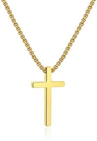 img 4 attached to 🔗 Men's Stainless Steel Cross Necklace, Silver Black Gold Ursteel Pendant, 16-30 Inches Box Chain