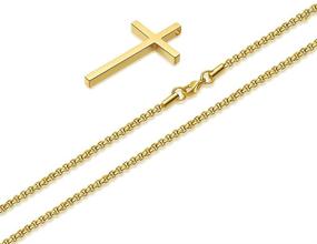 img 2 attached to 🔗 Men's Stainless Steel Cross Necklace, Silver Black Gold Ursteel Pendant, 16-30 Inches Box Chain