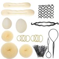 💁 zinnor blonde hair bun maker set - hair styling accessories kit for women, kids, and girls - diy styling donut bun maker kit - full size large, medium, and small logo