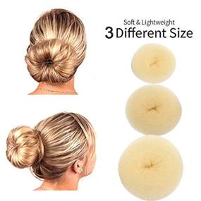 img 3 attached to 💁 Zinnor Blonde Hair Bun Maker Set - Hair Styling Accessories Kit for Women, Kids, and Girls - DIY Styling Donut Bun Maker Kit - Full Size Large, Medium, and Small