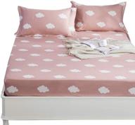 🌈 bulutu cloud print kids fitted sheet queen pink - premium cotton for girls - breathable & durable bed bottom sheet - deep pocket, comfortable & stylish design - 1 piece logo