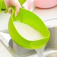 🍚 efficient rice washer & quinoa strainer with handle - kitchen tool for cleaning veggies and fruits (l, green) logo