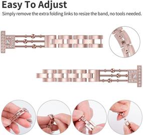 img 2 attached to Stylish Rose Gold Metal Bling Bands for Fitbit Charge 3/4 - Women's Dressy Slim Rhinestone Replacement Straps by Wearlizer