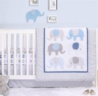 🐘 the peanutshell elephant crib bedding set: perfect for baby boys - includes 3 piece nursery set with crib comforter, fitted crib sheet, and crib skirt logo