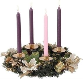 img 1 attached to 🕯️ Advent Wreath with Roman Ivory Poinsettia - Candleless Christmas Decor